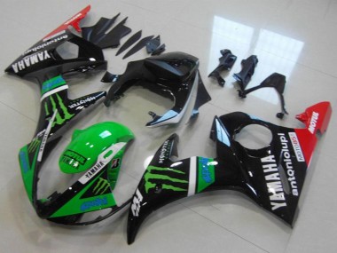 Carenados Moto Yamaha YZF R6 2003-2004 - Negro Brillante Rojo Verde Monstruo Motul Baratos