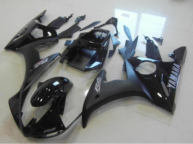 Carenados Moto Yamaha YZF R6 2003-2004 - Negro Brillante Negro Mate Plata Calcomanías Baratos