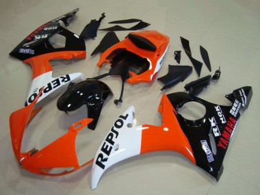 Carenados Moto Yamaha YZF R6 2003-2004 - Naranja Blanco Negro Brillante Repsol Baratos