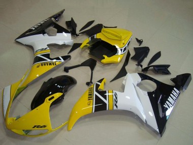 Carenados Moto Yamaha YZF R6 2003-2004 - Amarillo Blanco Negro Brillante Anniversary Baratos