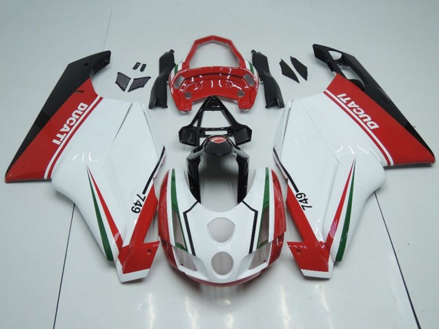Carenados Moto Ducati 749 2003-2004 - Blanco Rojo Verde Negro Brillante Baratos