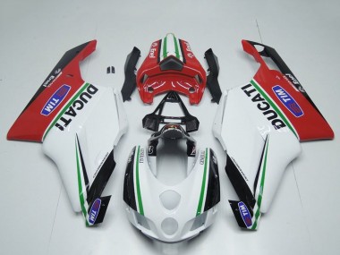 Carenados Moto Ducati 749 999 2005-2006 - Blanco Rojo Verde Negro Brillante Enel Generali Tim Baratos
