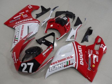 Carenados Moto Ducati 1098 2007-2014 - Blanco Rojo Negro Brillante Banner 27 Baratos