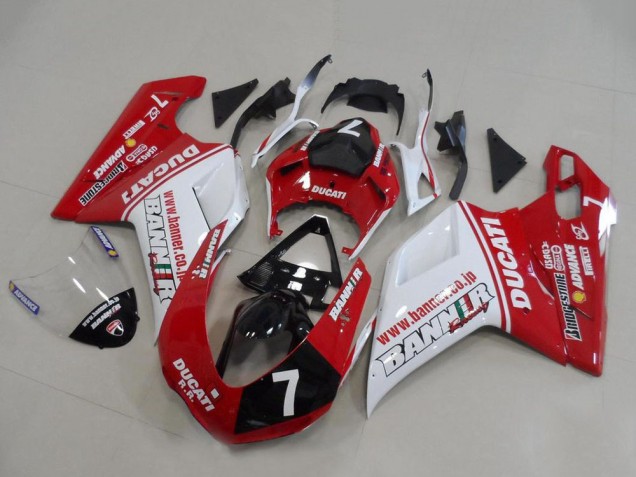 Carenados Moto Ducati 848 1098 1198 2007-2014 - Blanco Rojo Negro Brillante Banner 7 Baratos