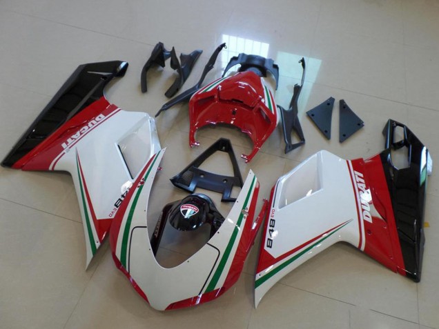 Carenado Moto Ducati 848 2007-2014 - Blanco Rojo Verde Negro Brillante Baratos