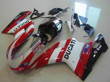 Carenados Moto Ducati 848 1098 1198 2007-2014 - Blanco Rojo Negro Generali Tim Baratos