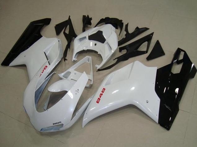 Carenados Moto Ducati 848 2007-2014 - Blanco Negro Brillante Baratos