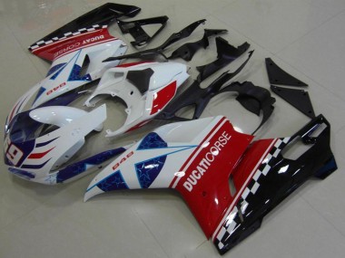 Carenado Moto Ducati 848 2007-2014 - Blanco Rojo Azul Negro Brillante Corse 69 Baratos