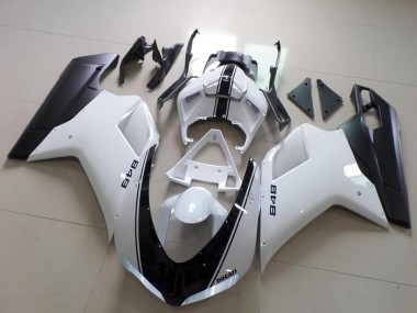 Carenado Moto Ducati 848 2007-2014 - Blanco Negro Mate Baratos