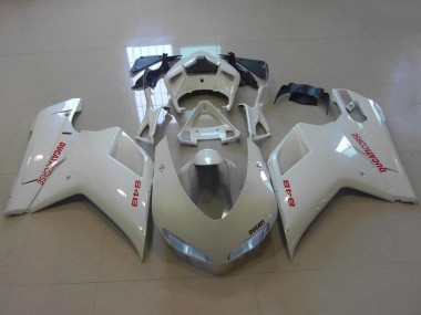 Carenados Moto Ducati 848 2007-2014 - Blanco Brillante Rojo Calcomanías Baratos