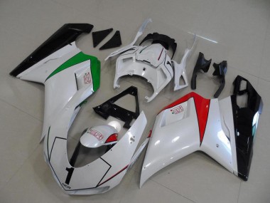 Carenados Moto Ducati 848 1098 1198 2007-2014 - Blanco Brillante Rojo Verde Negro Brillante Baratos