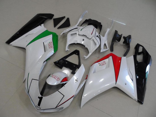 Carenados Moto Ducati 848 1098 1198 2007-2014 - Blanco Brillante Rojo Verde Negro Brillante Baratos
