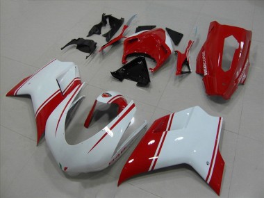 Carenados Moto Ducati 848 2007-2014 - Blanco Rojo Carrera Versión Baratos
