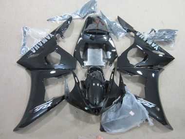 Carenados Moto Yamaha YZF R6 2003-2004 - Negro Brillante Plata Calcomanías Baratos