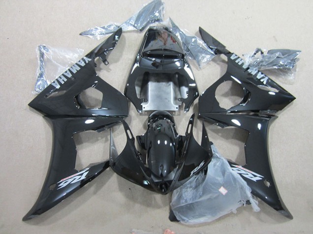 Carenados Moto Yamaha YZF R6 2003-2004 - Negro Brillante Plata Calcomanías Baratos