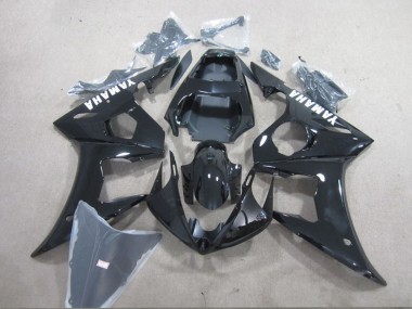 Carenado Moto Yamaha YZF R6 2003-2004 - Negro Brillante Blanco Calcomanías Baratos