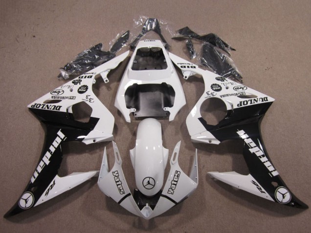 Carenados Moto Yamaha YZF R6 2003-2004 - Blanco Negro Brillante Jordan Dunlop Baratos