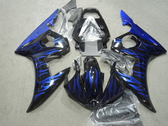 Carenados Moto Yamaha YZF R6 2003-2004 - Negro Brillante Azul Llama Baratos