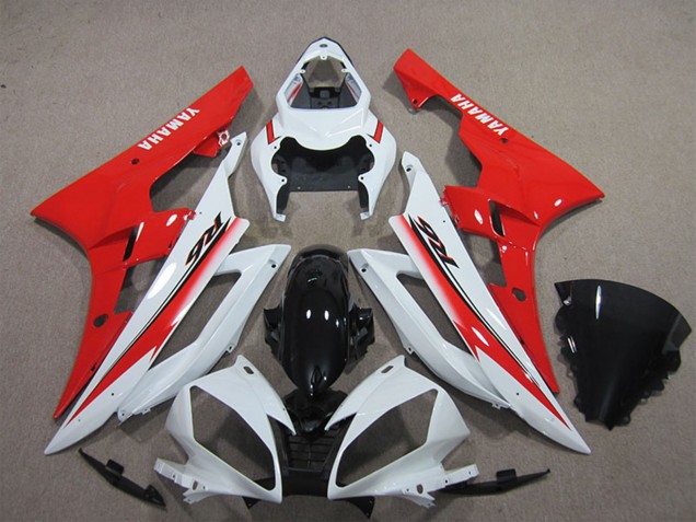 Carenado Moto Yamaha YZF R6 2006-2007 - Blanco Rojo Negro Brillante Baratos
