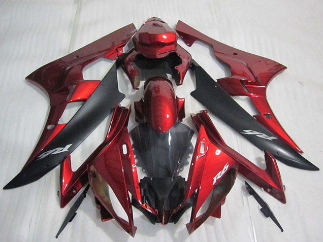 Carenado Moto Yamaha YZF R6 2006-2007 - Rojo Negro Mate Baratos