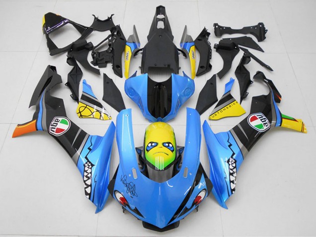 Kits Carenado Moto Yamaha YZF R1 2015-2019 - Azul Amarillo Tiburón Baratos