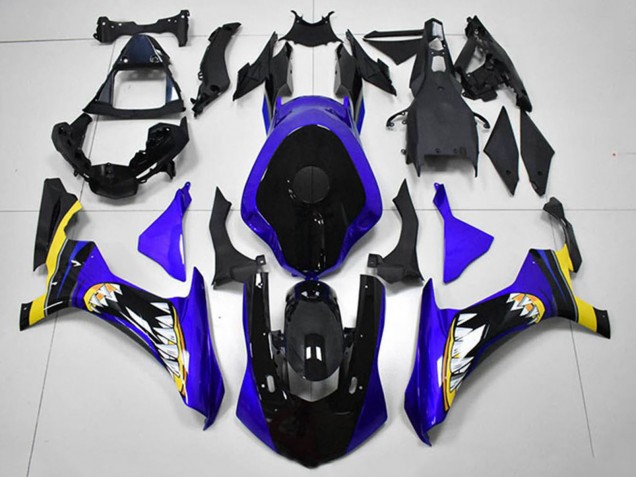 Carenados Moto Yamaha YZF R1 2015-2019 - Azul Amarillo Negro Brillante Tiburón Baratos
