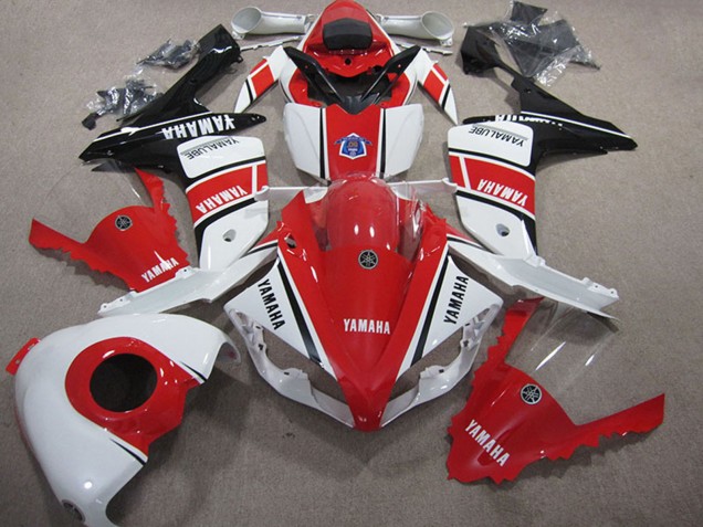 Carenado Moto Yamaha YZF R1 2007-2008 - Blanco Rojo Negro Brillante Baratos
