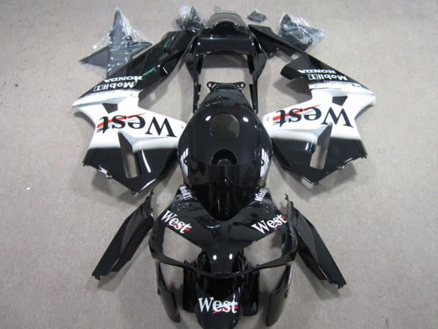 Carenados Moto Honda CBR600RR 2003-2004 - Negro Brillante Blanco West Baratos