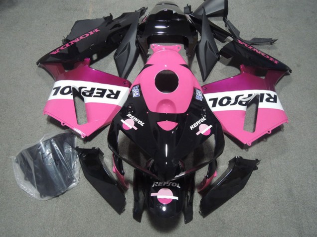 Carenados Moto Honda CBR600RR 2005-2006 - Negro Brillante Rosa Repsol Baratos
