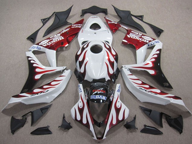 Carenados Moto Honda CBR600RR 2007-2008 - Blanco Rojo Negro Brillante Llama Baratos