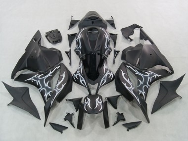 Carenados Moto Honda CBR600RR 2007-2008 - Negro Mate Plata Llama Baratos