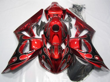 Carenado Moto Honda CBR1000RR 2006-2007 - Rojo Negro Brillante Llama Baratos