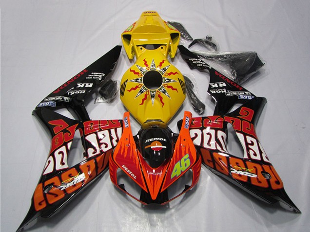 Carenados Moto Honda CBR1000RR 2006-2007 - Amarillo Naranja Negro Brillante Rossi Repsol 46 Baratos
