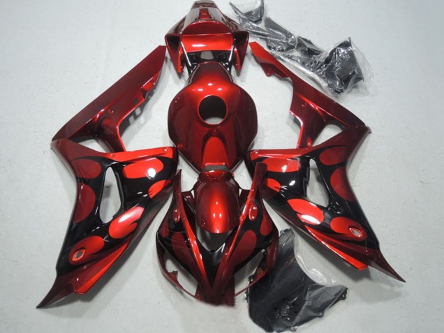 Carenados Moto Honda CBR1000RR 2006-2007 - Rojo Negro Brillante Llama Baratos