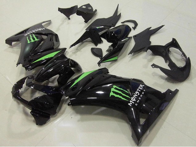 Carenados Moto Kawasaki ZX250R 2008-2012 - Negro Brillante Verde Monstruo Energy Baratos