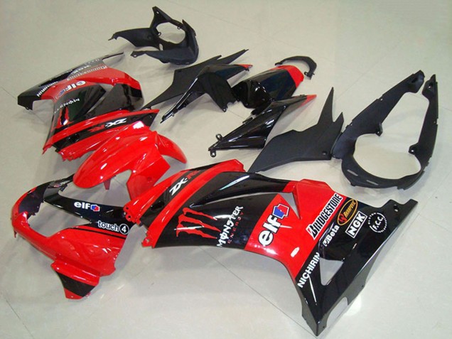 Carenados Moto Kawasaki ZX250R 2008-2012 - Rojo Negro Brillante Elf Touch4 Monstruo Baratos