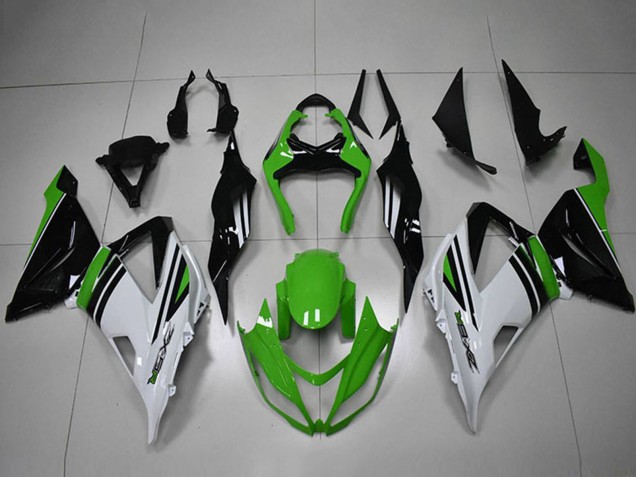 Carenados Moto Kawasaki ZX6R 2013-2018 - Verde Blanco Negro Raya Baratos