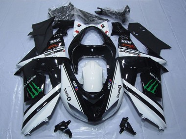 Carenados Moto Kawasaki ZX6R 2007-2008 - Negro Blanco Monstruo Touch4 Baratos