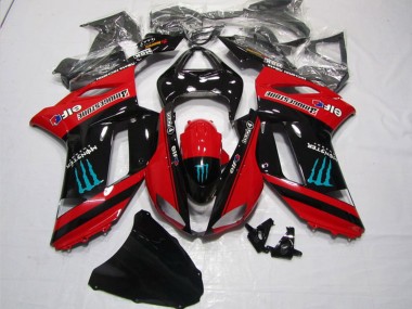 Carenados Moto Kawasaki ZX6R 2007-2008 - Rojo Negro Monstruo Baratos