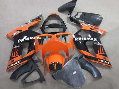 Carenados Moto Kawasaki ZX6R 2003-2004 - Naranja Negro Monstruo Baratos
