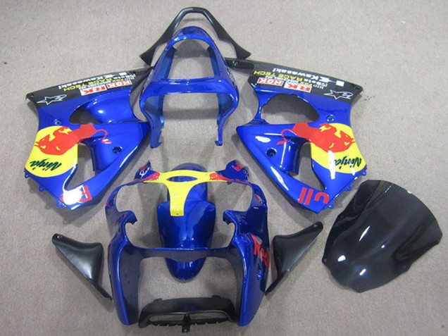 Carenados Moto Kawasaki ZX6R 2000-2002 - Azul Amarillo Rojo Bull Baratos