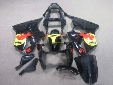 Carenado Moto Kawasaki ZX6R 2000-2002 - Negro Brillante Amarillo Rojo Bull Baratos