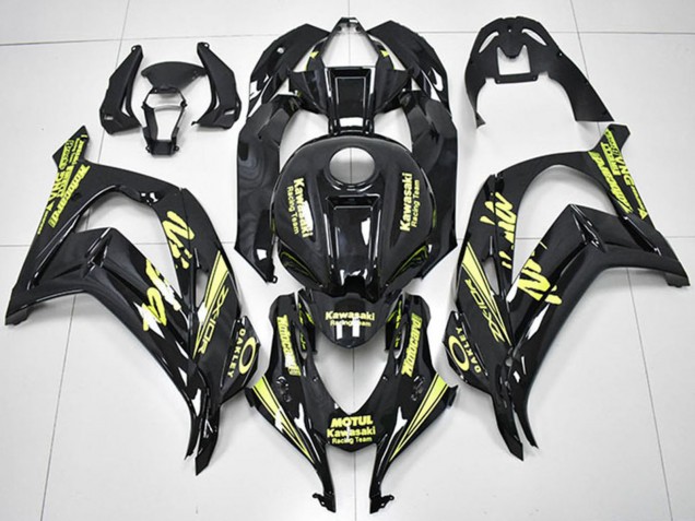 Carenados Moto Kawasaki ZX10R 2016-2020 - Negro Brillante Amarillo Motul Carrera Team Motocard Baratos