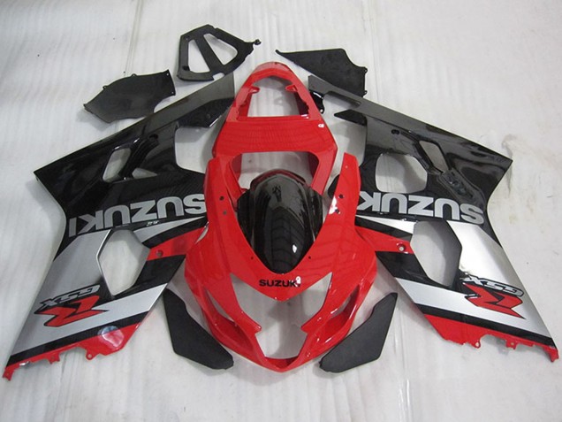 Carenados Moto Suzuki GSXR 600 2004-2005 - Rojo Plata Negro Brillante Baratos