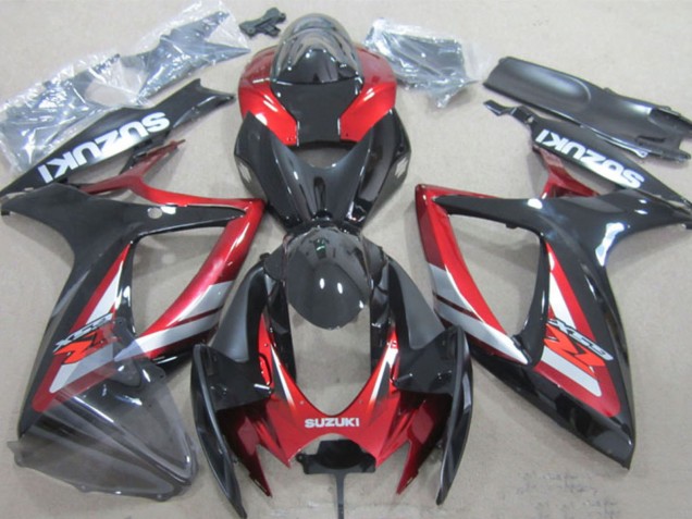 Carenados Moto Suzuki GSXR 600 2006-2007 - Negro Brillante Rojo Plata Baratos