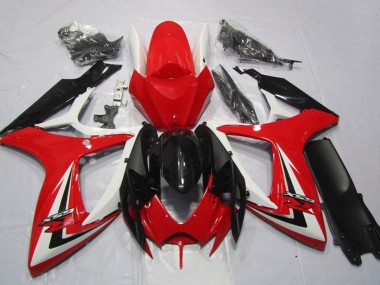 Carenados Moto Suzuki GSXR 600 2006-2007 - Blanco Rojo Negro Brillante Raya Baratos