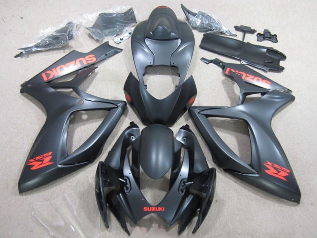 Carenados Moto Suzuki GSXR 600 2006-2007 - Negro Mate Rojo Calcomanía Baratos