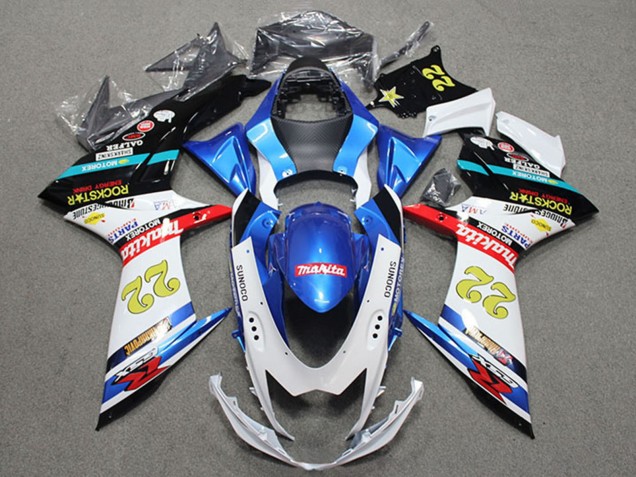 Carenados Moto Suzuki GSXR 600 2011-2024 - Azul Blanco Rojo Negro Rockstar 22 Baratos