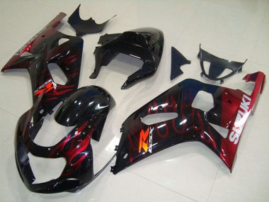 Carenados Moto Suzuki GSXR 750 2001-2003 - Negro Brillante Rojo Llama Baratos