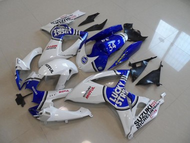 Carenados Moto Suzuki GSXR 750 2006-2007 - Blanco Azul Lucky Strike Motul 34 Baratos